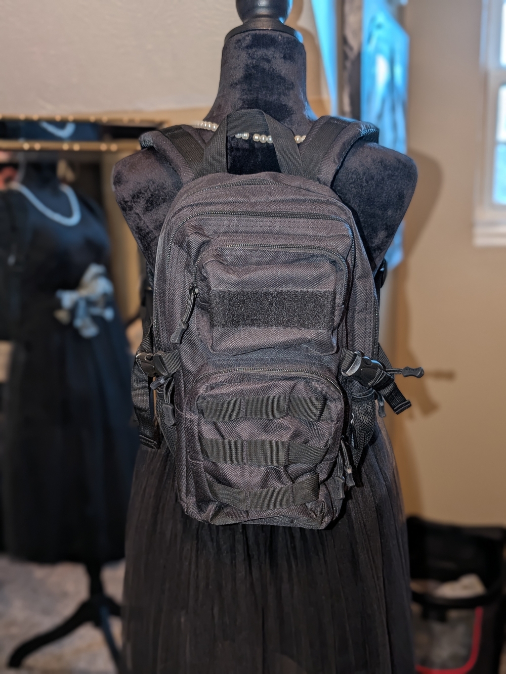 Black tactical mini backpack